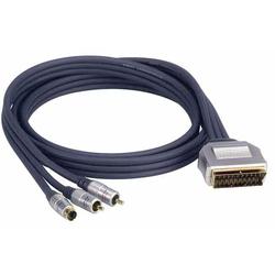 SCART -do- S-Video/ 2RCA 1,5m Video Interconnect 24k Gold-plated contacts, 99,96% OFC conduktor for high resolution pisture guality, IAT interferencc absorbers 