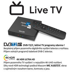 MC A102T/C, Android TV 10.0,DVB-T2, 4K HDR, Ovladač s TV Control  - 4